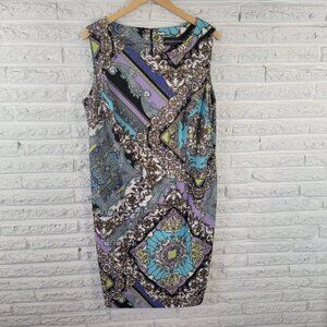 Connected Women's 20W Multicolor Paisley Sleeveless Stretch Shift Dress PAI2XE